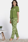 Zivame Nature Trails Knit Cotton Pyjama Set -Turtle Green — thumbnail 3